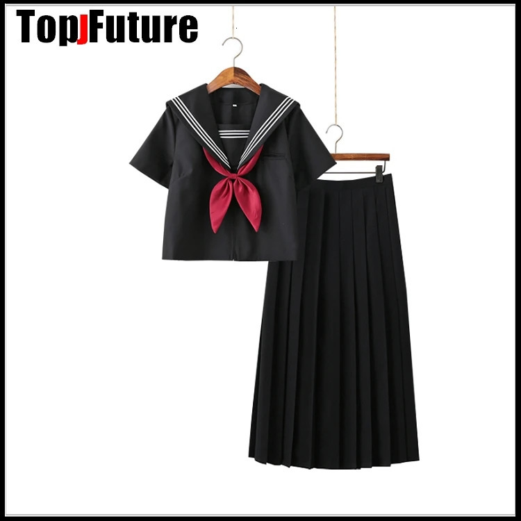 Basic JK uniform dress orthodox black Guanxi Lapel improved white three sailor suit Japanese summer student SCHOOL UNIFORM 250729