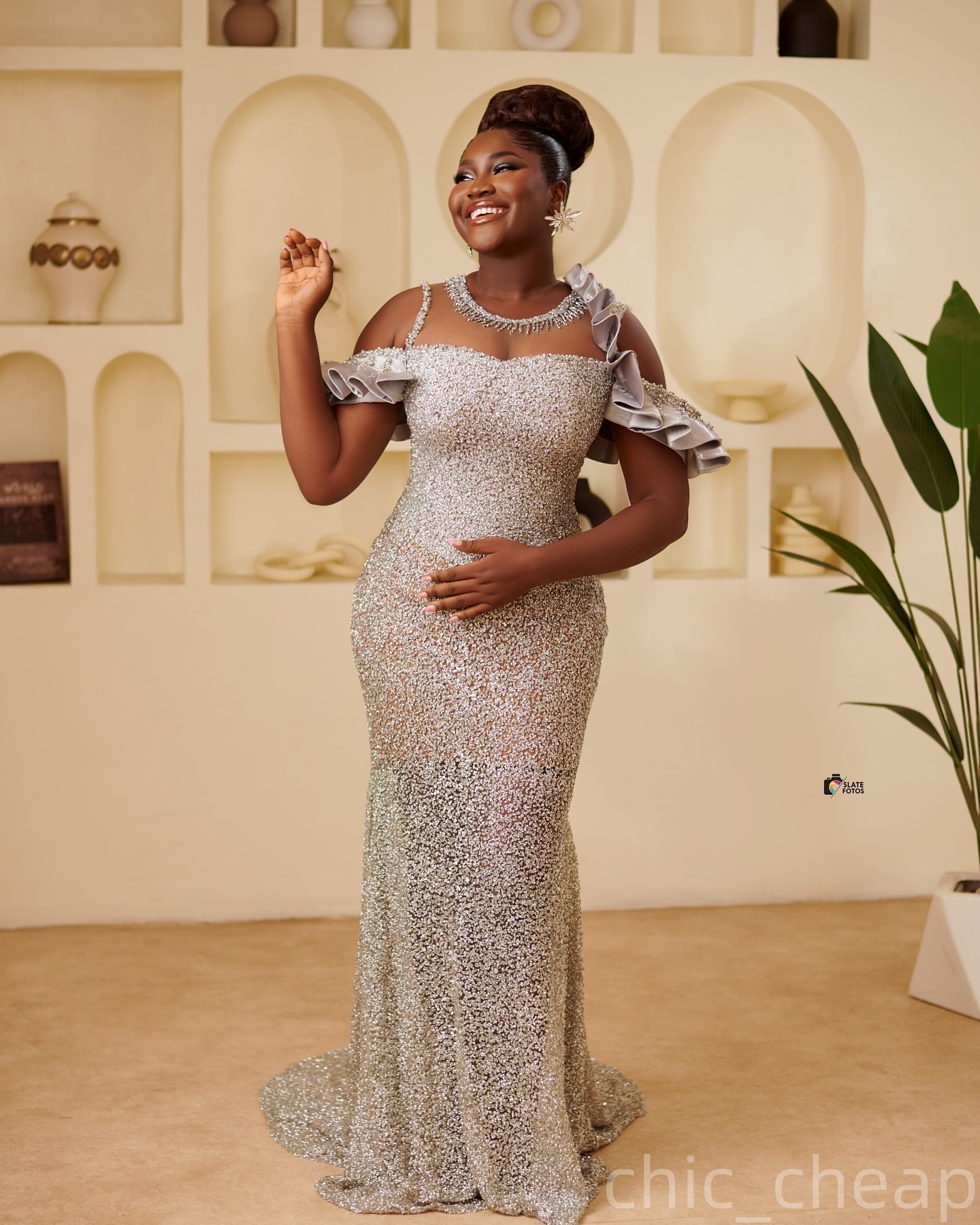 Mermaid Silver Prom Dresses 2025 Illusion Beaded Sequined Evening Formal Party Second Birthday Engagement Gowns Plus Size Dress For Special Occasions