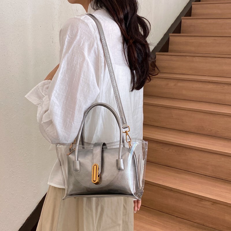 Luxury Brand Designer Bag 2025 Summer New Fashion Transparent Jelly Bag Niche Design Commuter Shoulder Bag High-Quality Mother-Daughter Crossbody Bag