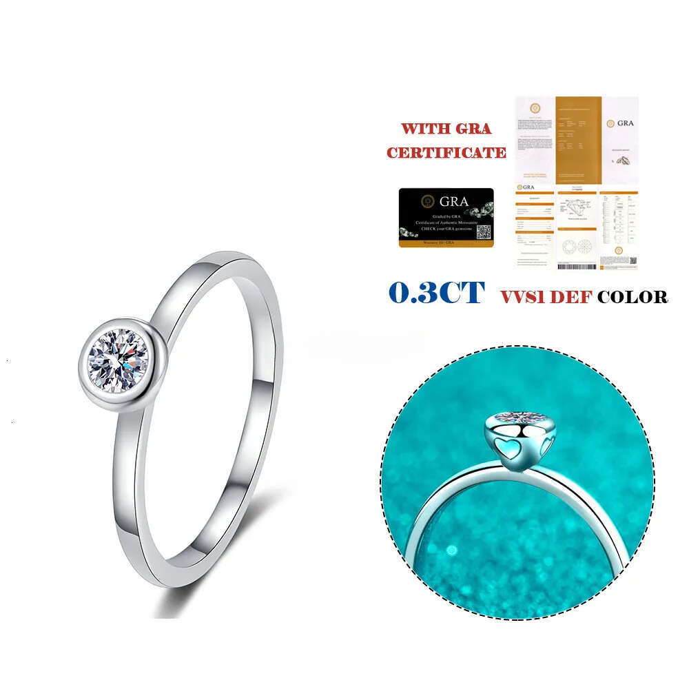 Simple Fashion Jewellery Moissanite Dia Ring Sterling Sier Solitaire Wedding Band for Women
