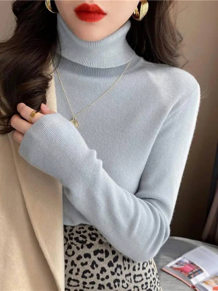 2025 autumn winter Basic Slim soft solid color turtleneck Sweater Pullover Women Casual Long Sleeve chic bottom knitted Jumper dongdumaoyi