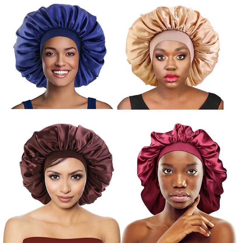 1Pcs Satin Sleep Bonnet for Braids Black Women Night Cap for Dreadlocks Curly Hair Silk Satin Bonnet with Wide Edge Z250808