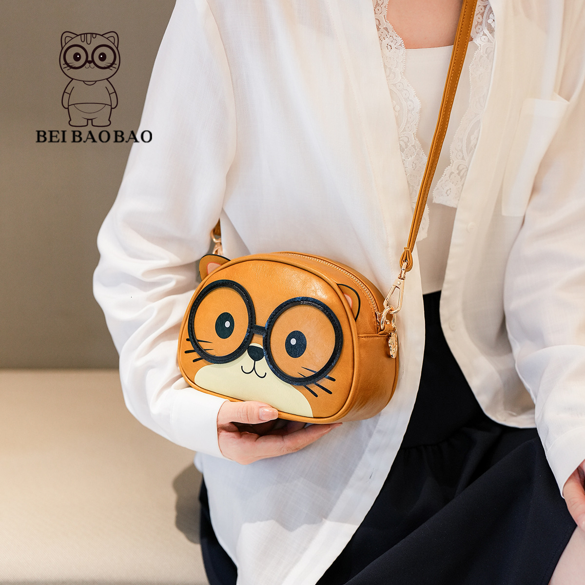 New Niche Design Cartoon Cat Small Round Cute Fashion Single Shoulder Crossbody Bag ddmymoon
