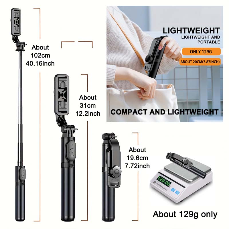 Expandable Telescopic Smartphone Stand with Wireless Bluetooth Remote - Compact & Durable Travel Photography Tool