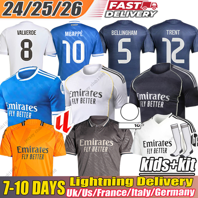 camiseta reals madrids 25 26 MBAPPE BELLINGHAM football shirt VINI JR Valverde RODRYGO TRENT Arda Guler Camavinga Gonzalo Soccer Jerseys kids kit reals madrid25 26