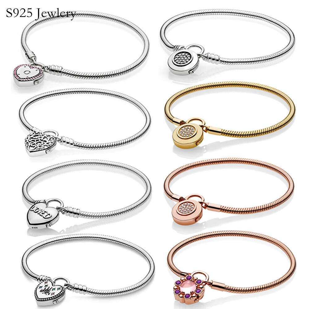Real 925 Sterling Silverr Series Fashion Charm DIY Bracelet Suitable For Bead Charm Female Bracelet Jewelry Gift
