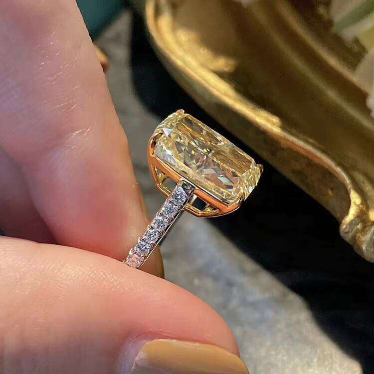 XingGuang Minimalist Engagement Solid Sier 7A Zircon Cushion Cut Halo Solitaire Dia Eternity Ring for Women