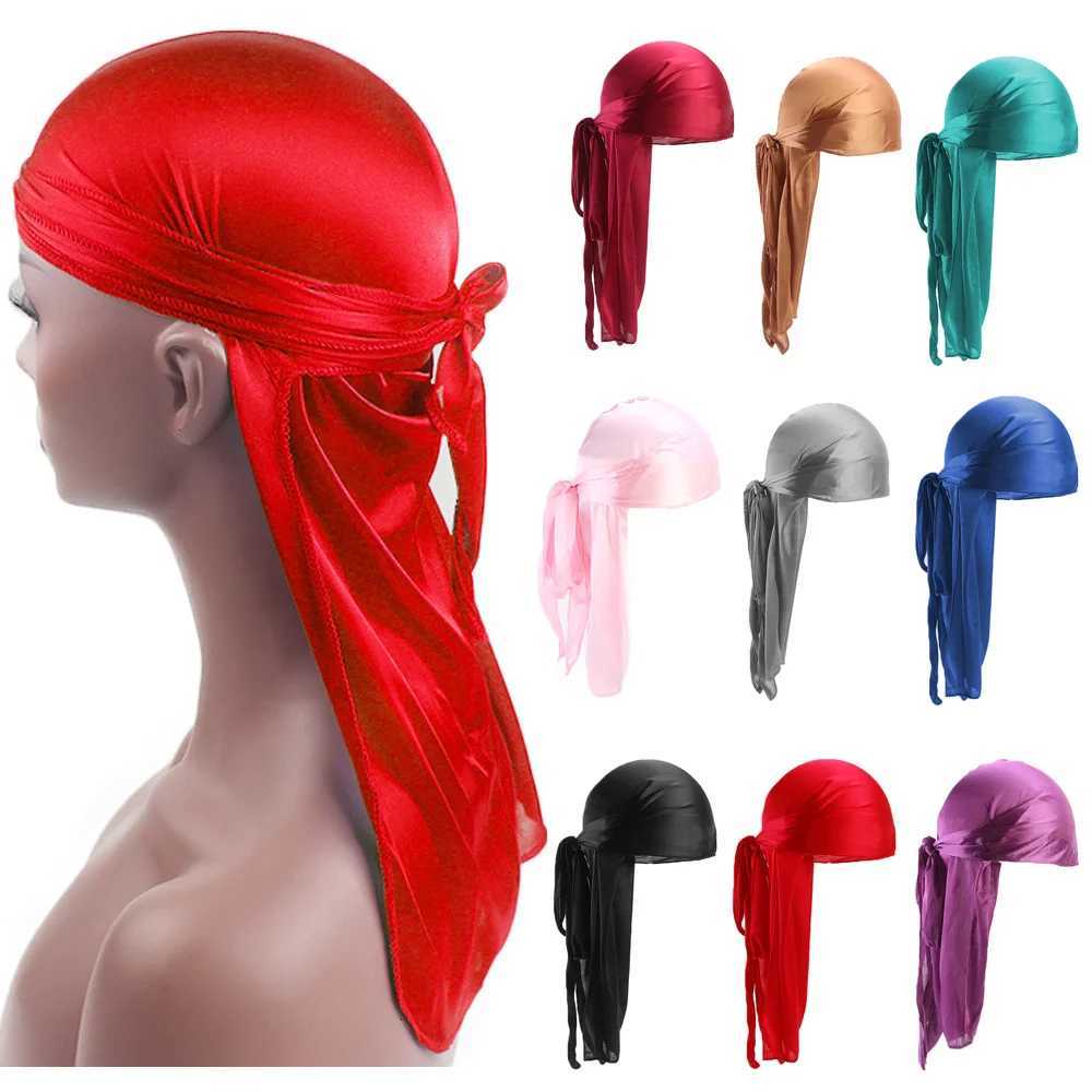 Unisex Adult Satin Long Tail Doo Rag Durag Bandanas Cap Pirate Hat Turban for Men Hip Hop Headband Biker Headwrap Women Headwear Z250808