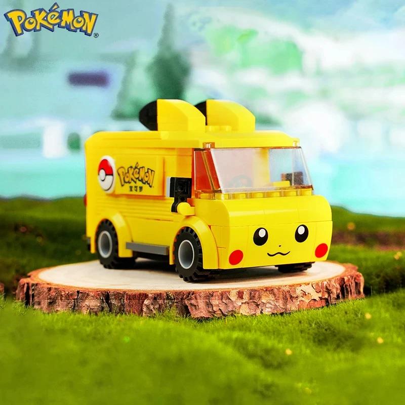 Pokemon Building Blocks Pikachu Mini Food Car Bus Model Bricks Desktop Decoration Ornaments Children DIY Toys Holiday Gifts