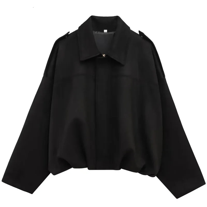 TRAF Spring Women Jacket Suede Zipper Bomber Outerwears Loose Fashion Vintage Black Green Coat Casual Streetwear 250805