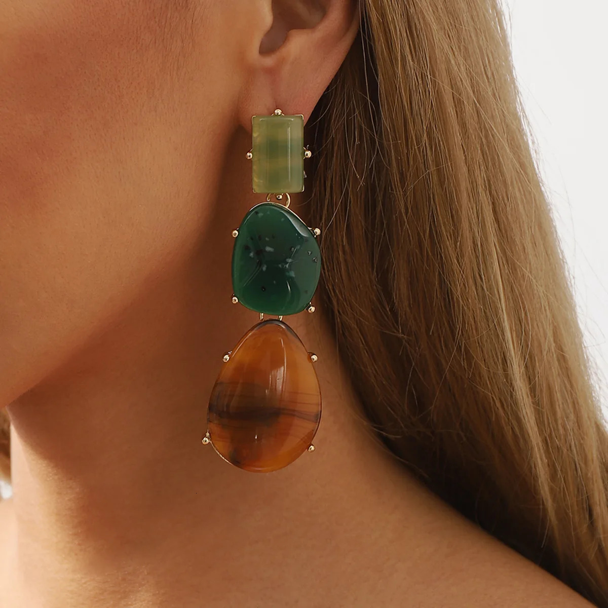 Vedawas Colorful retro-geometric resin earrings simple banquet holiday earrings women jewelry 250807