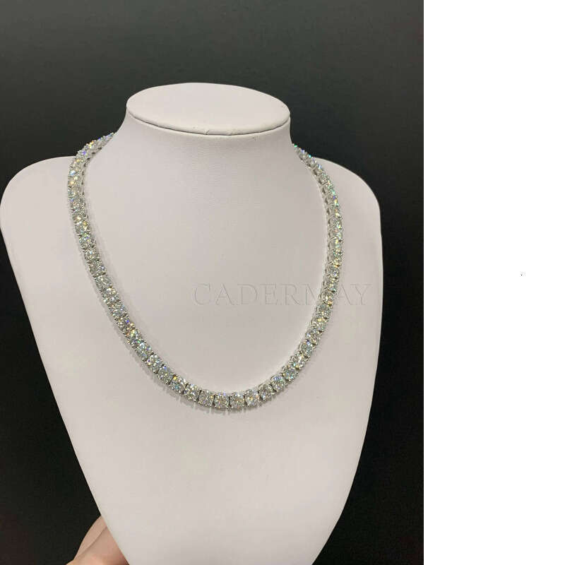 Iced Out Sterling Sier 6mm D VVS Tennis Necklace Moissanite Chain for Hip-Hop Jewelry