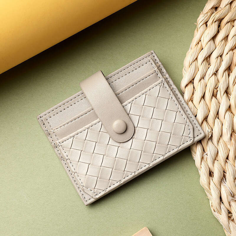 Card Holder for Women Compact ID Case Leather Texture Men's Holder Anti-Degaussing Driver's License Card Clip Exquisite Coin Purse Woven Wom