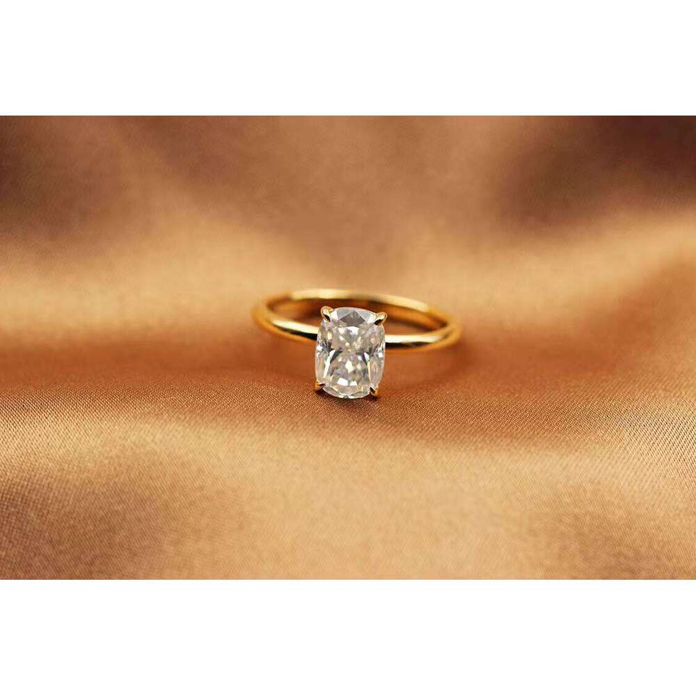 1CT 2CT 3CT Oval Engagement Dia VVS D 14K Solid Yellow Gold Moissanite Eternity Ring for Wedding