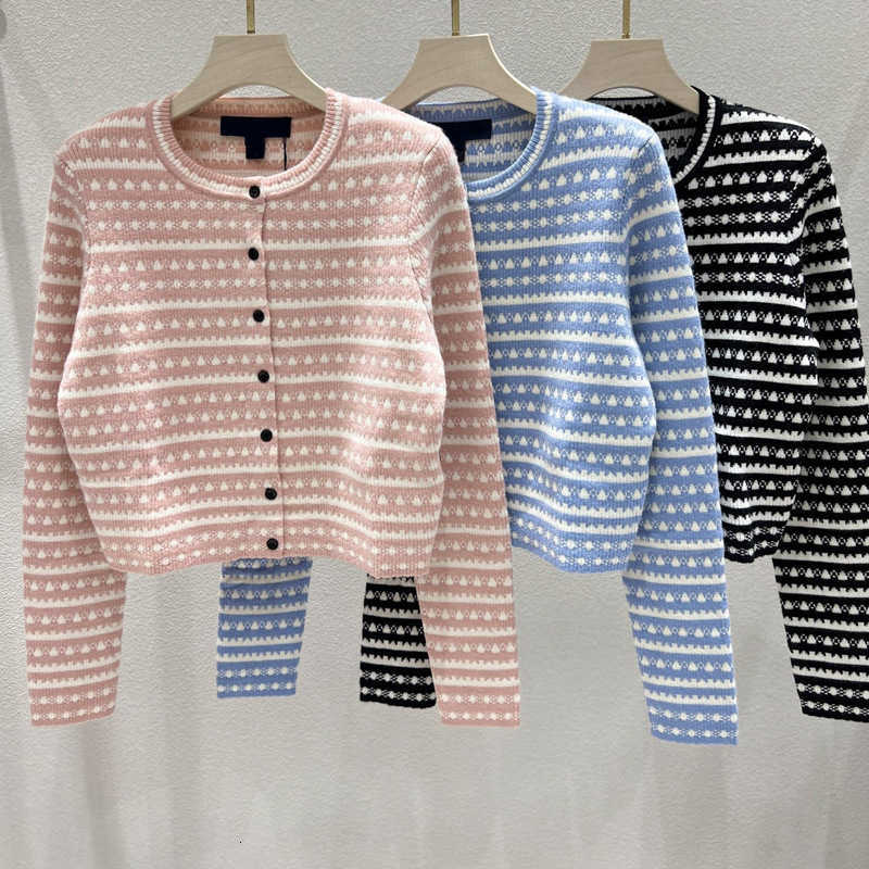 Women's Sweaters Designer Sweater High Striped Knitted Single-Breasted Round Neck Long Sleeve Knitted Cardigan Slim Cute High-End Women Jacket Top