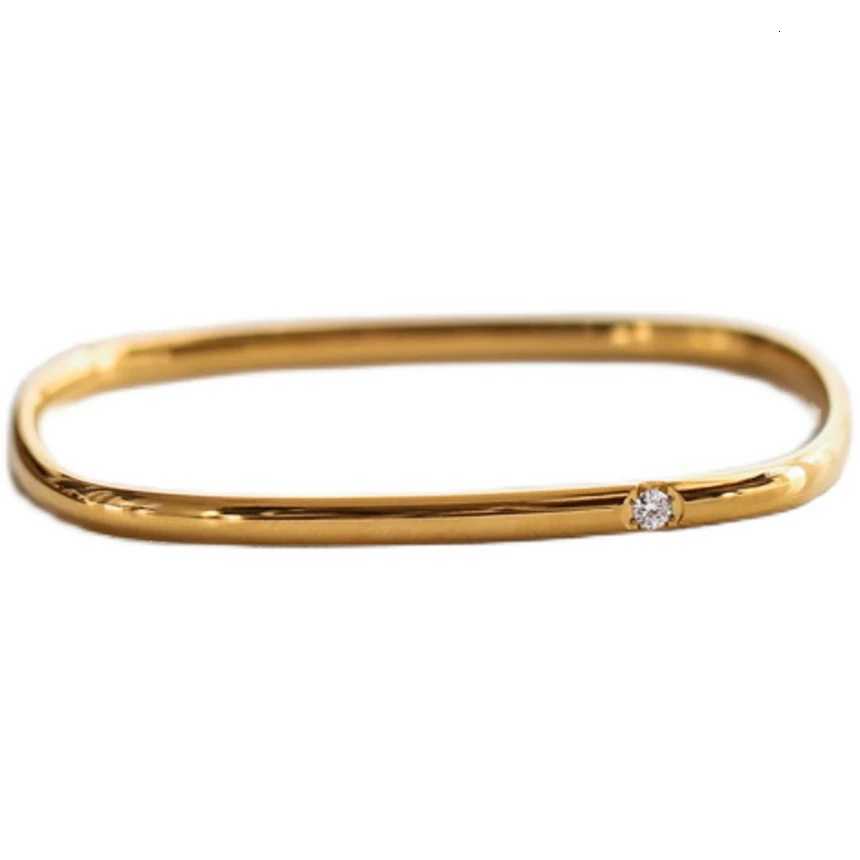 316L Stainless Steel Single Zircon Square Shape Simple Versatile Bracelets For Women Fashion Fine Jewelry Gift SAB650 Z250807