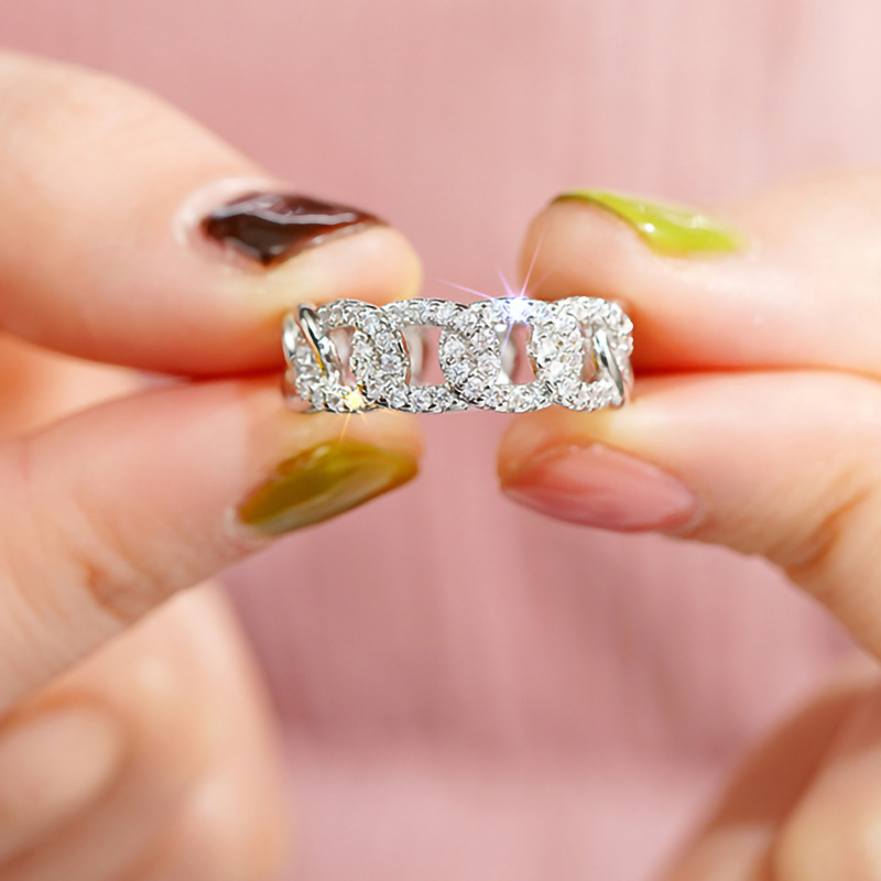 New Round Buckle Cross Ring Minimalism Full Zircon Diamond Finger Ring Jewelry Props Accessories Gifts Geometric Jewelry wholesales drop ship