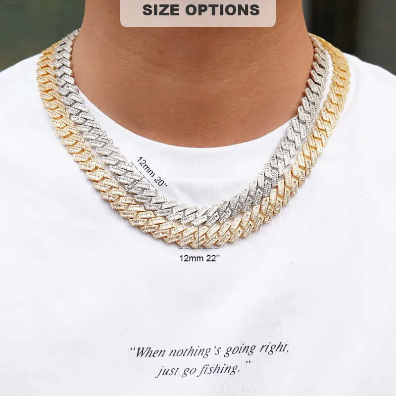 Iced Out Vvs Moissanite Dia Pass Test Rapper Jewelry 14k Gold Plated Sier Cuban Link Chains