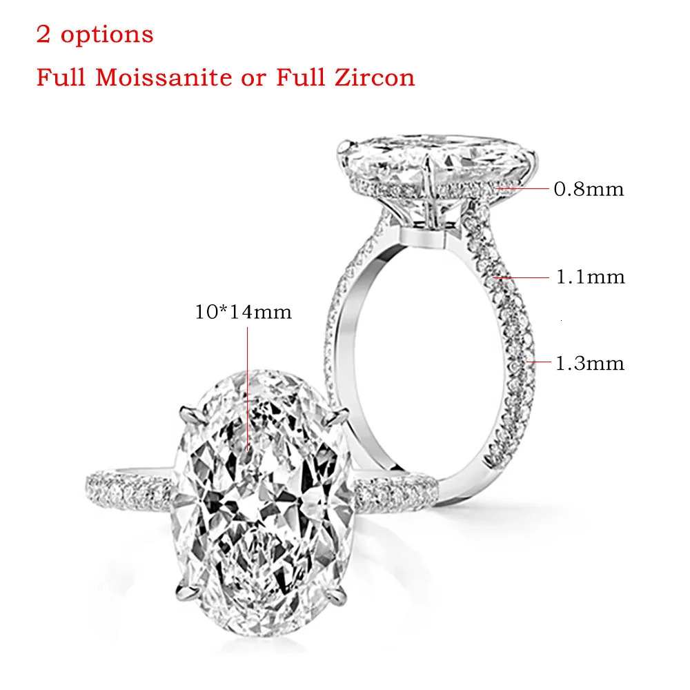 Certified 8CT Oval Engagement Ring for Women Big Lab Diamond Rings 925 Sterling Silver Wedding Band Jewelry 250717