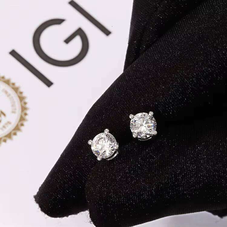 High Jewelry IGI Certificate 5mm Lab Dia Plated Earrings 10k White Gold Women Stud Earring for Gift