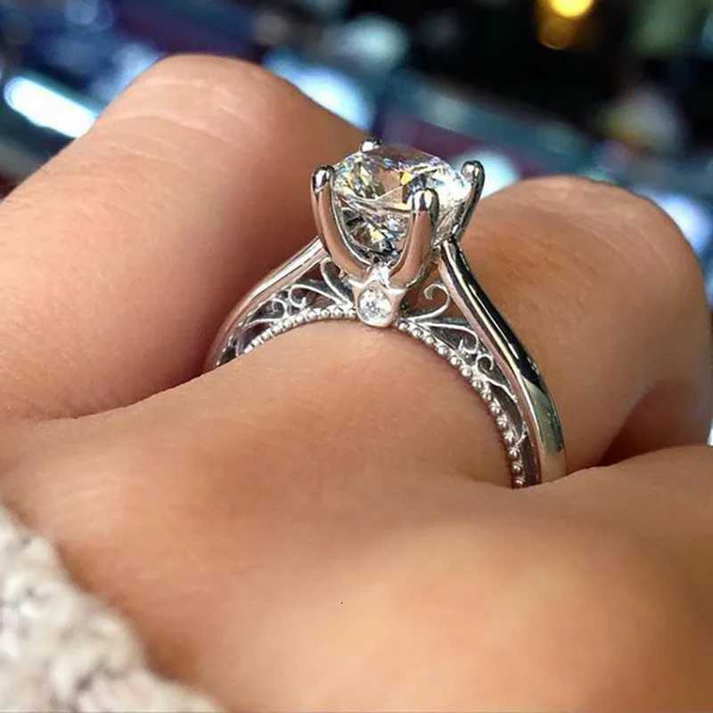 925 Sterling Silver 4 Claw Setting Cubic Zirconia Rings Luxury Wedding Accessories for Women Silver Color High-Quality Jewelry Y250808