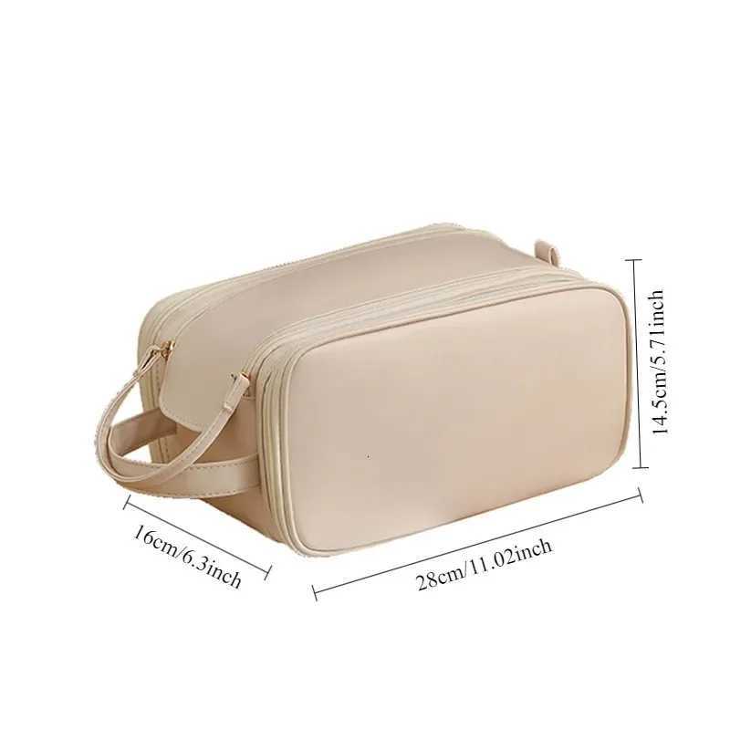 PU Large Capacity Makeup Bag for Mens Double Zipper High-value Portable Travel Toiletries Bag Handheld Storage Bag Y250808