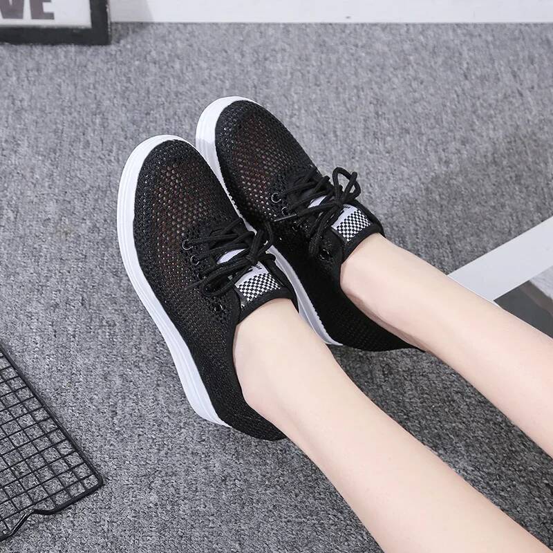 Spring and Autumn New Round Toe Thick Sole Breathable Sports for Women Fashion Lace Up Shallow Mouth Casual Walking Shoes ddmysaturn