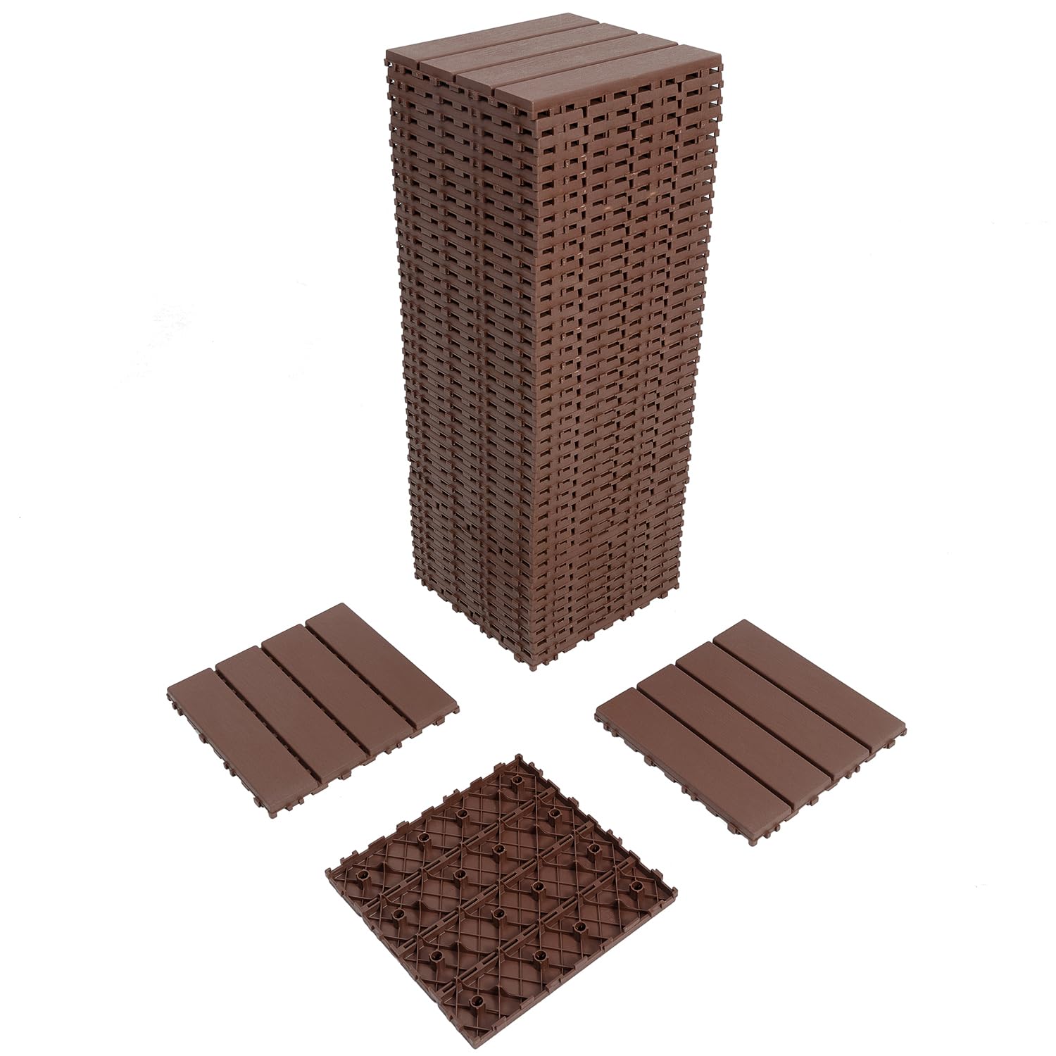 54-Pack Interlocking Outdoor Floor Tiles, Plastic Deck Tiles for Patio Garden Balcony, DIY Snap-Together Waterproof Surface