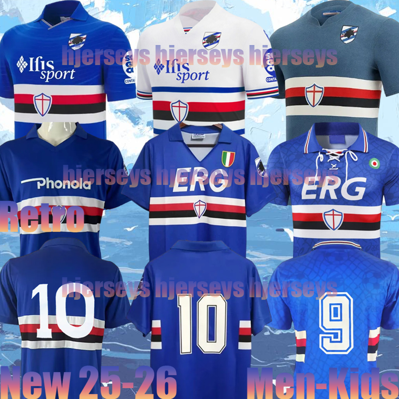 25 26 SAMPDORIA soccer jerseys 88 89 91 92 94 95 Retro Mancini Vialli Bonazzoli Candreva 2025 Mancini Cerezo jersey Attilio Lombardo classic 1991 kids football shirts