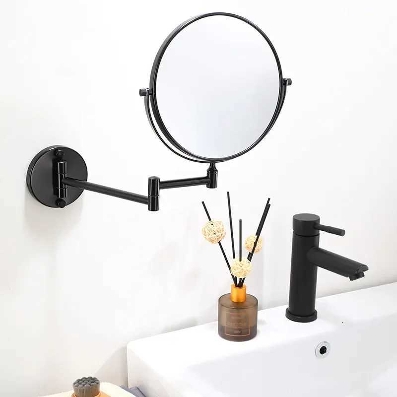 8 Inch Wall Mounted Dressing Mirror Magnifying Two-Sided Mirror Space Aluminum Black Makeup Mirror Cosmetic Lady Gift Z250807