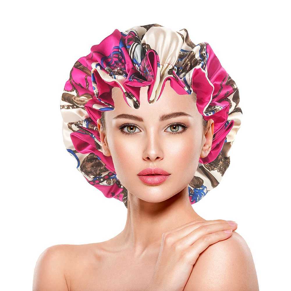 New Double-Sided Reversible Satin Bonnet Hat Large Satin Lined Bonnet Sleep Cap Silky Night Sleep Cover Cap Lady Hair Styling Z250808