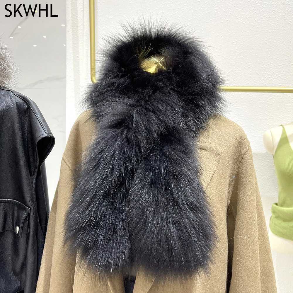 Women Winter Warm Natural Fox Fur Scarf Ring Knit Real Fox Fur Lady Fashion Neckerchief Scarves Women Real Fur Bandana 250807