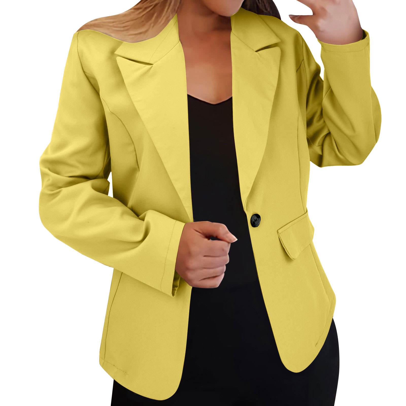 Lanjia- Women's Suits Office Elegant Blazer For Women 2025 Autumn Casual Solid Long Sleeve A Buckle Pocket Slim In Outerwears Mujer 00957