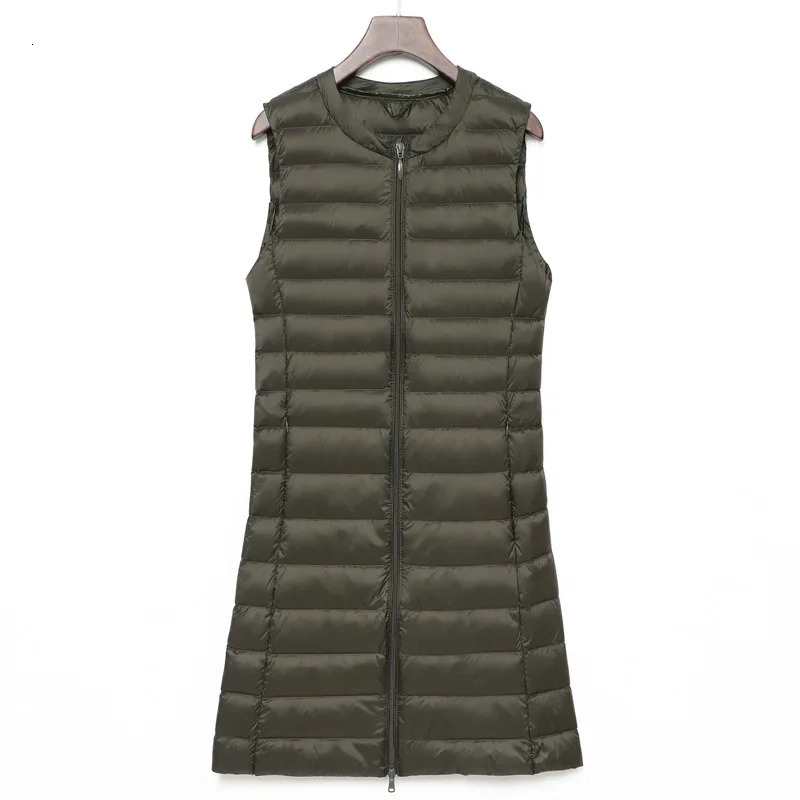 Ultra Light Down Vest Women Long Vest Windproof Lightweight Warm Waistcoat Female Down Coat Long Slim Sleeveless Jacket 250804