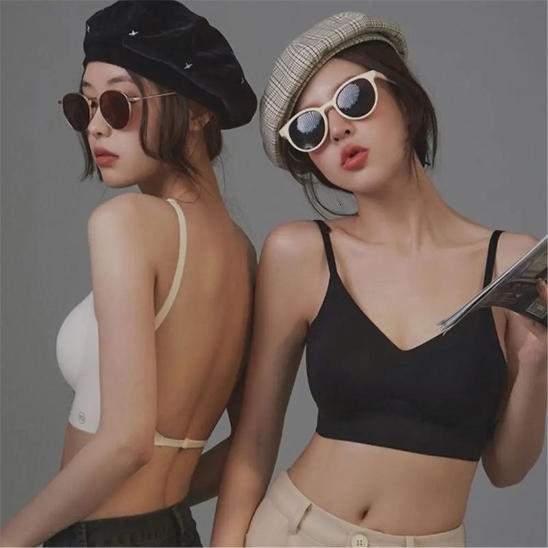 Sexy Ushaped Back Lingerie Female Inner Wear Summer Thin Without Trace Backless Triangle Cup Polymerization Bra y250807