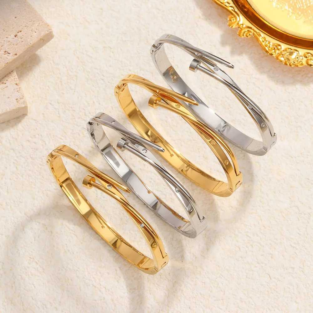 Fashionable Willow Nail Stainless Steel Womens Bracelets High Quality Waterproof Jewelry Wedding Party Accessories Z250807