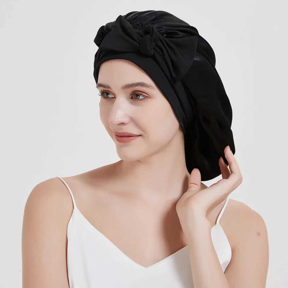 Mulberry Silk Sleeping Bonnet for Curly Hair Adjustable Satin Sleep Cap Wide Elastic Band No Damage Hair Care Night Cap Z250808