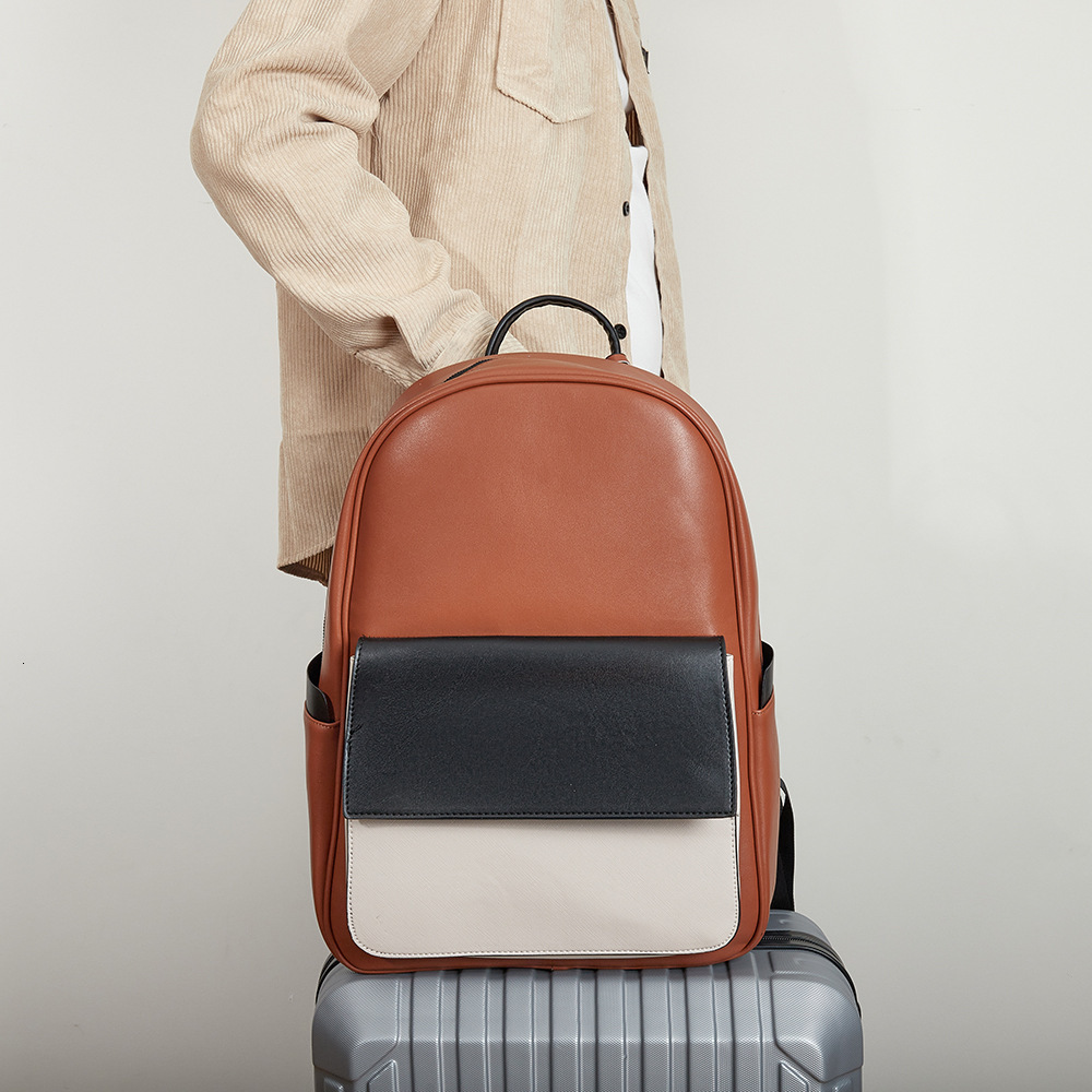 Luxury Brand Designer Bag 2024 New Men's Trendy Brand Three-Color Large Capacity College Patchwork Casual Backpack Laptop Backpack Travel School 