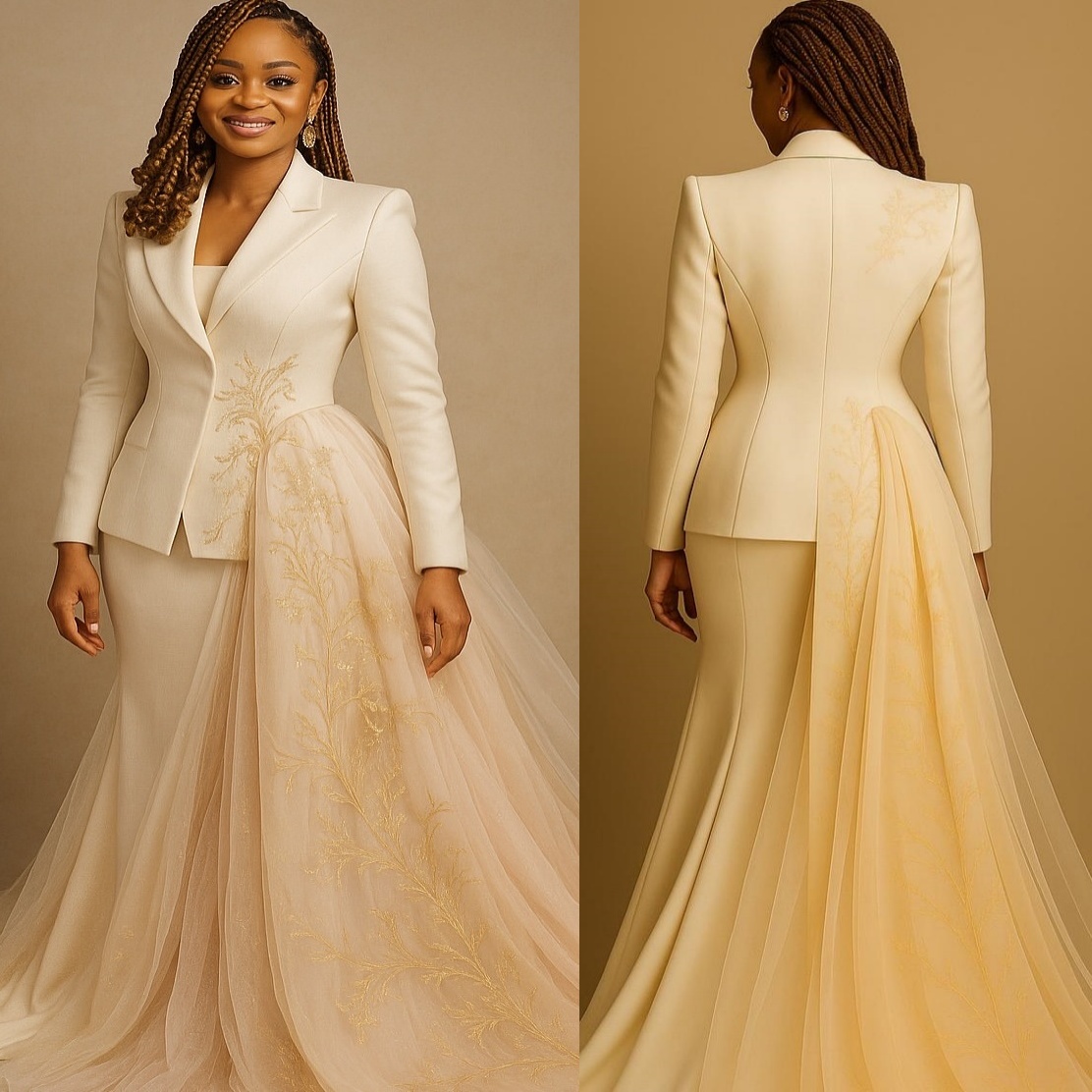 Mermaid Beige Prom Dresses 2025 Lace Satin V-neck Two Pieces Evening Formal Party Second Birthday Engagement Gowns Plus Size Dress For Special Occasio