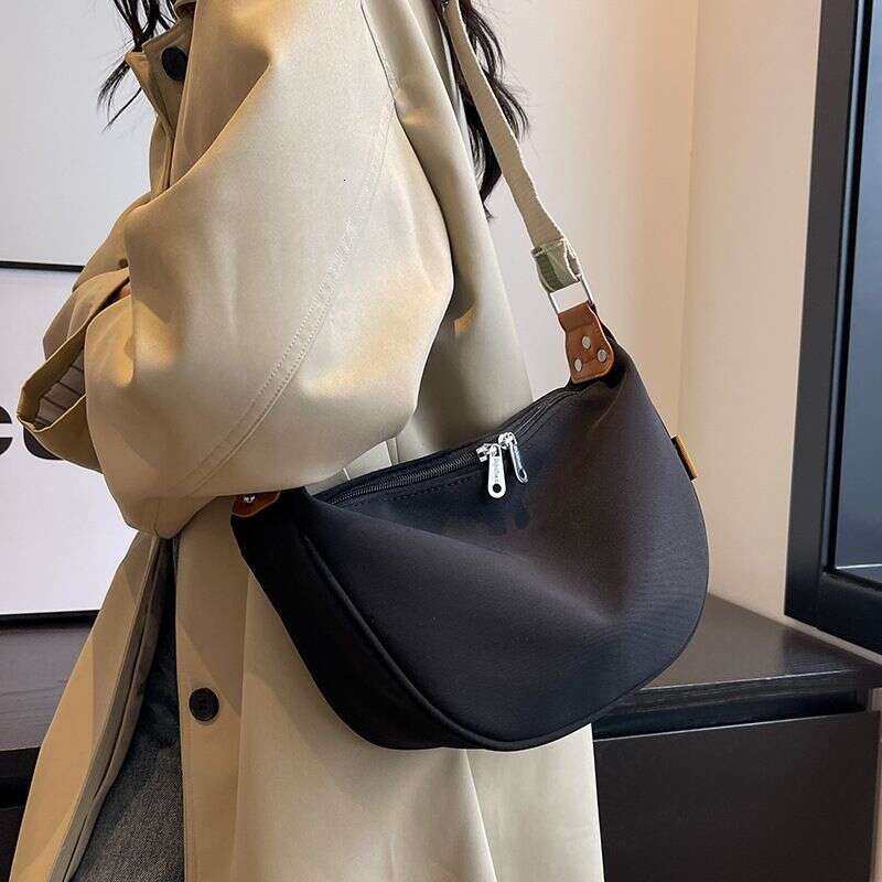Canvas Women's New High-end Texture Niche Large Capacity Versatile Broadband Shoulder Crossbody Dumpling Bag