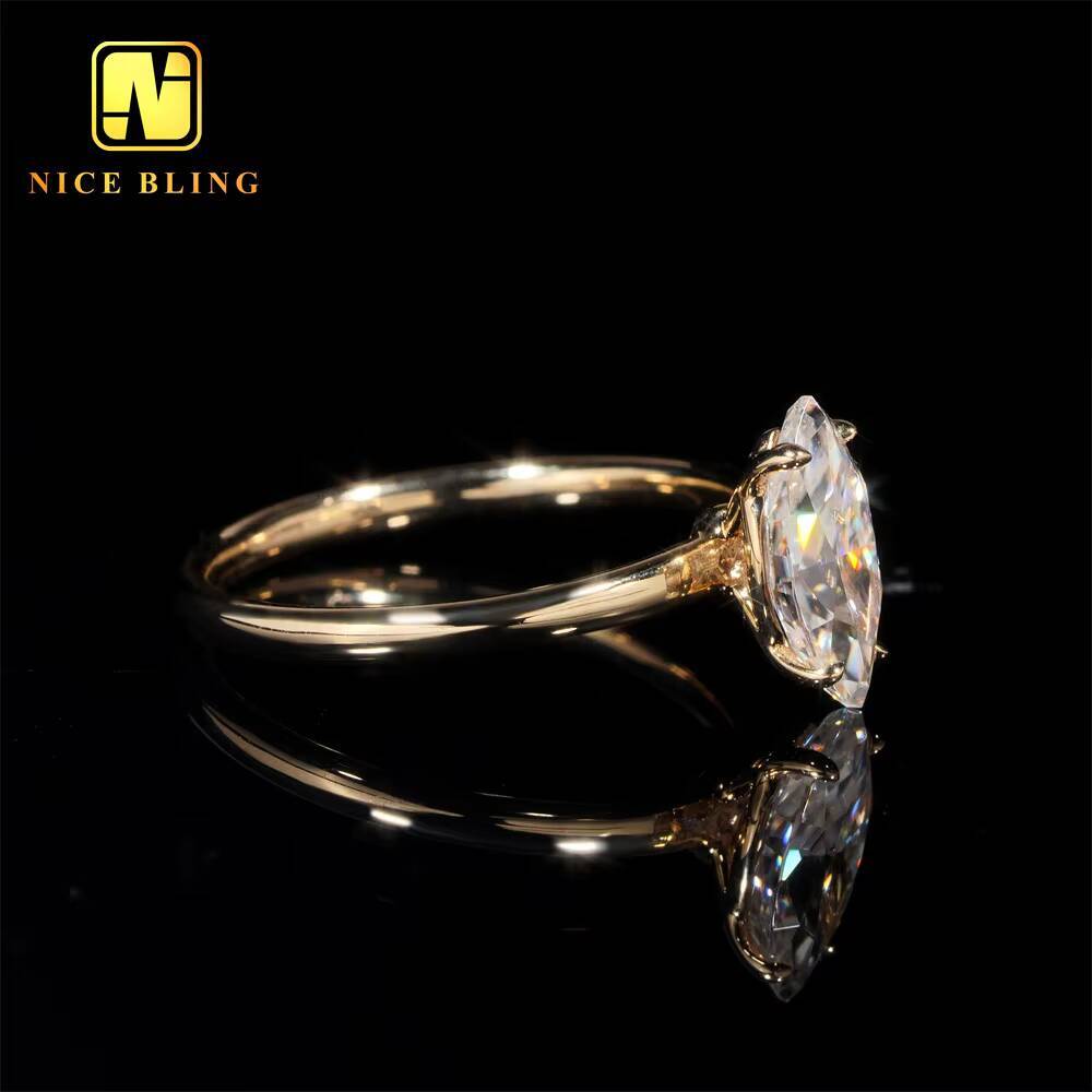 Pass Diamond Tester 14K Gold 1ct Marquise Cut Wedding Ring VVS Moissanite Engagement Ring for Women