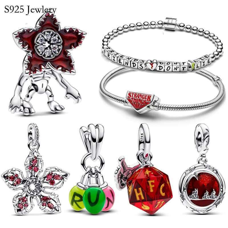 2025 NEW HOT Toys Stranger Things 925 Sterling Silver Charms Beads Fit Womens S925 Snake Stranger Things Bracelet DIY Jewelry Pendant Gifts