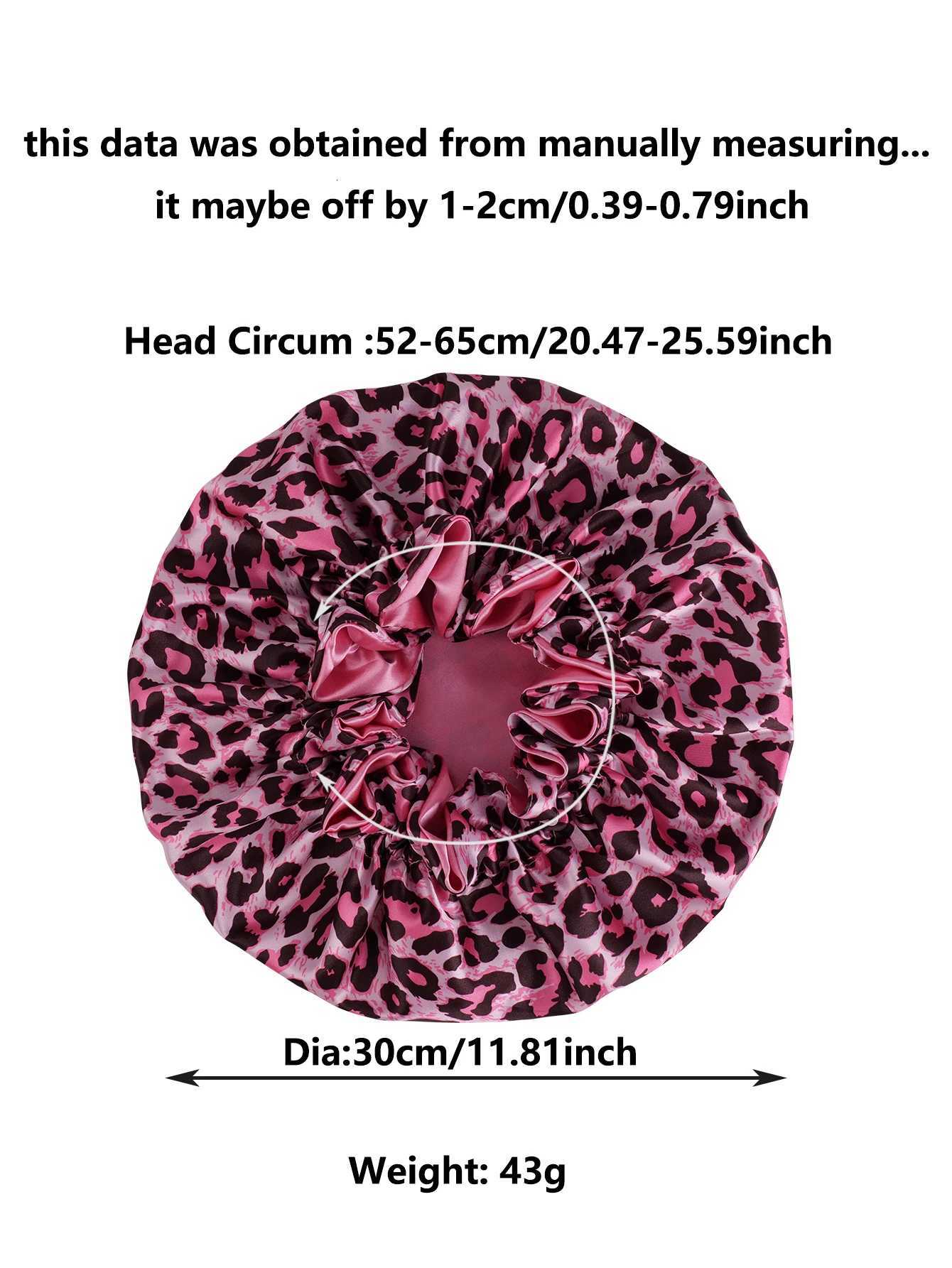 Leopard Print Satin Nightcap Double Layer Silky Bonnet with Adjustable Elastic Band High Quality Sleep Cap for Women Z250808