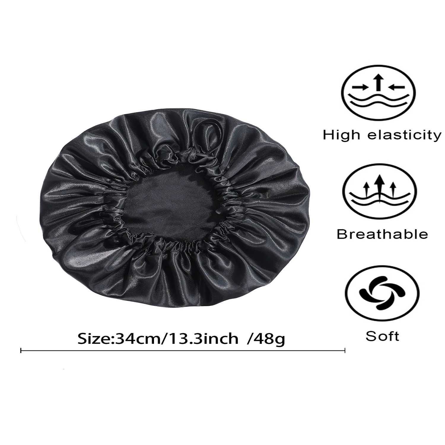 Womens Fashion Bonnet Soft Silk Smooth Double Layered Button Adjustable Hair Hat for Daily Home Comfortable Sleep Hat Z250808