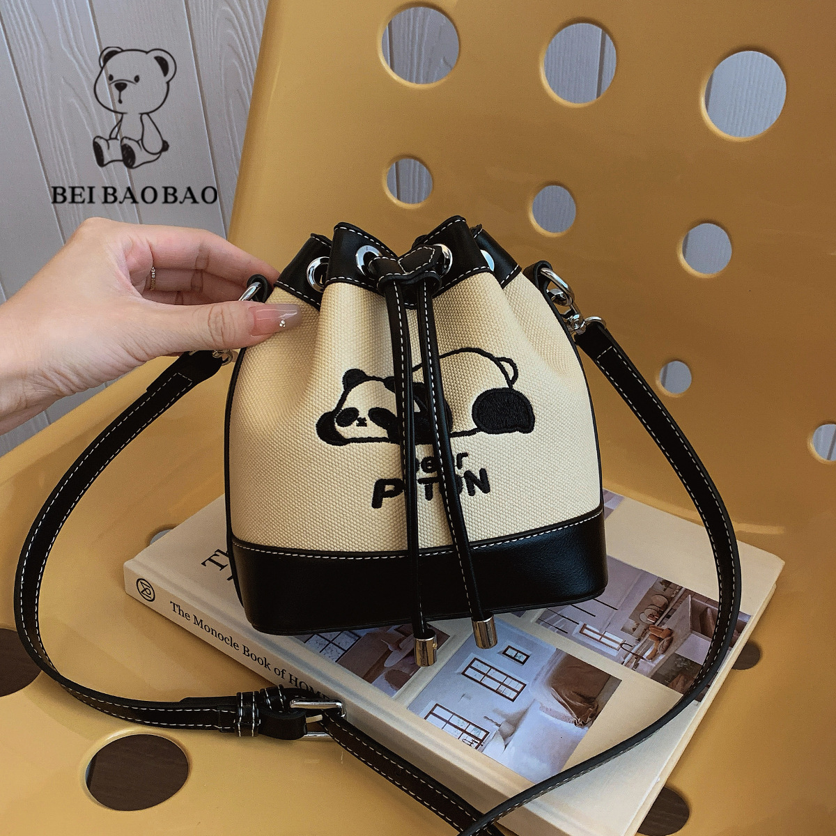 Bucket for Women, Solid Color Simple Style Handbag, Color-Block Design, Single Shoulder Crossbody Bag ddmymoon