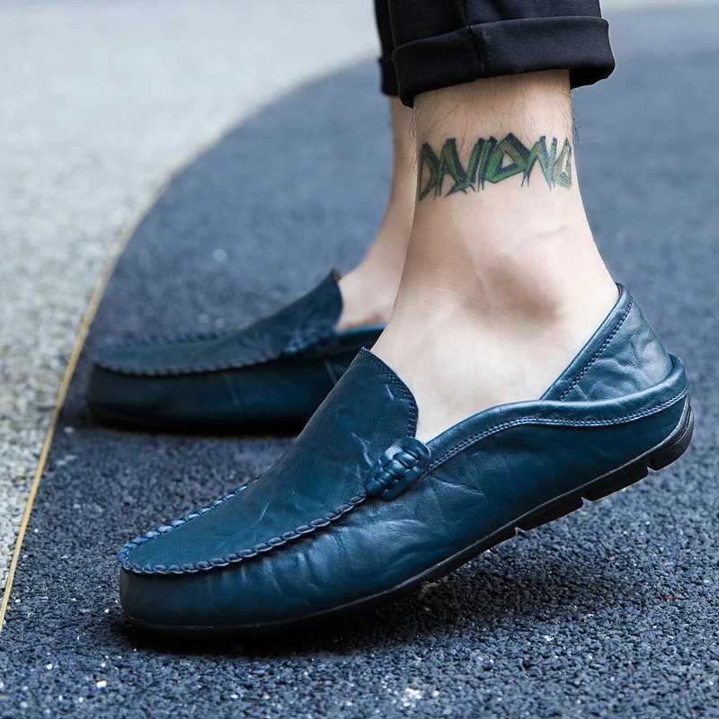 Men Shoes Casual Genuine Leather Mens Loafers Moccasins Designer Slip on Boat Shoes High Quality Mens Shoes Plus Size 37-47 W250808