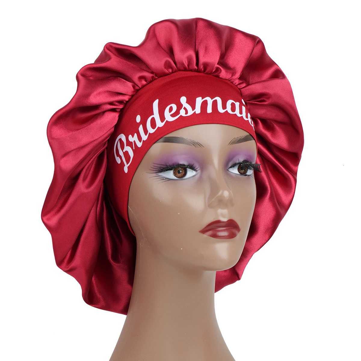 1pc Womens Solid Color Satin Wide-Brimmed Shower Cap Suitable for Daily Use Silk Bonnet Satin Bonnet Bridesmaid Hat Z250808