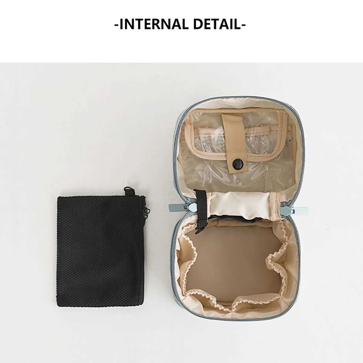 Portable Cylindrical Cosmetic Bag with Inner Pocket Waterproof Travel Cosmetic Bag Y250808