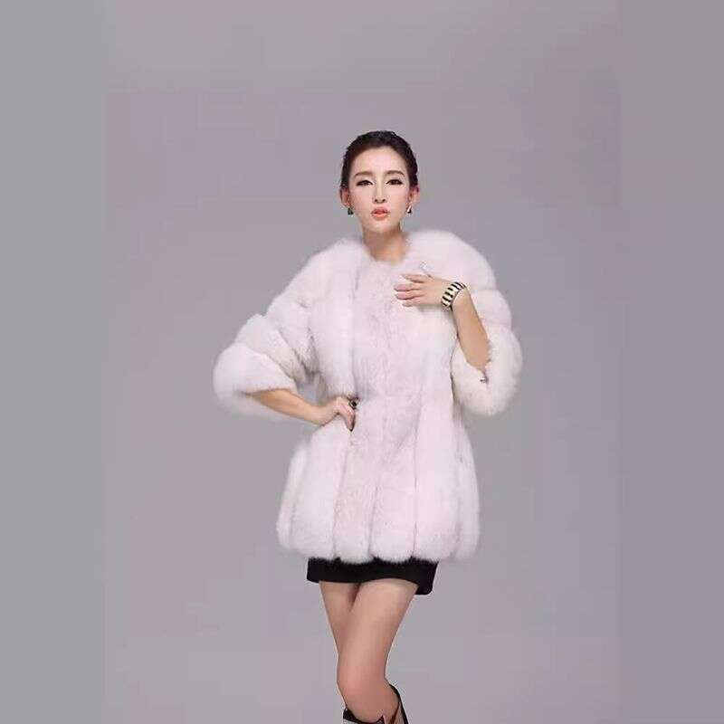 Women's Clothing Fur Autumn Winter New Fox Style Fashion Slim Fit Medium And Long Women's Warm Coat
