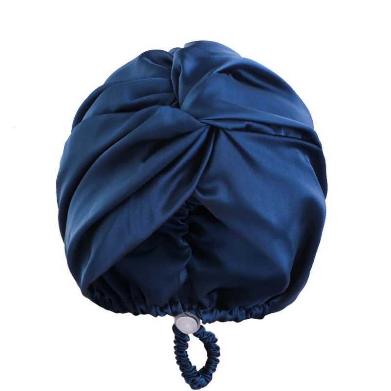 Bonnet Solid Color Silk Turban Hat for Women Soft Sleeping Night Cap Satin Hair Care Wrap Beanie Headscarf Adjustable Twist Headwear Z250808